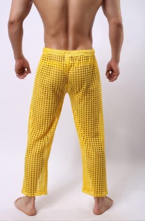 new fashion men sexy mesh trousers men casual hollow trousers - Image 2