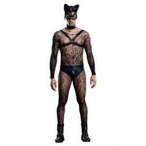 Cat Male Sexy Uniform Perspective Sexy One-piece - Image 2