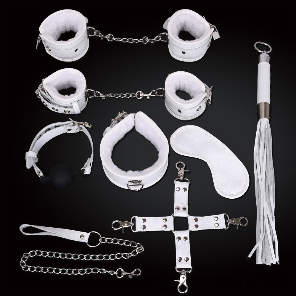 Ball Gag Sexy 7 Piece Set Training Bondage And Discipline Set Plush Leather Handcuffs Product Wholesale - Image 6