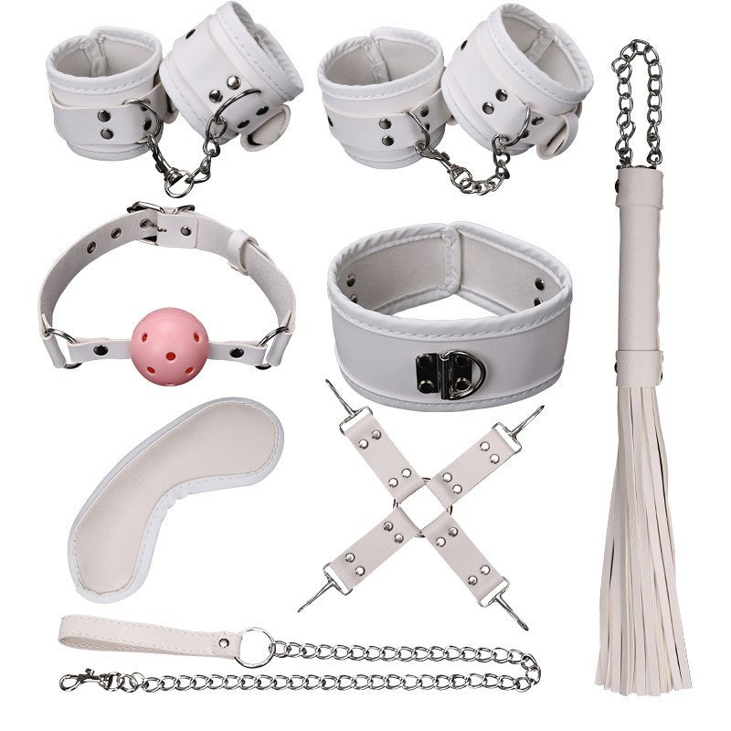 Ball Gag Sexy 7 Piece Set Training Bondage And Discipline Set Plush Leather Handcuffs Product Wholesale - Image 4
