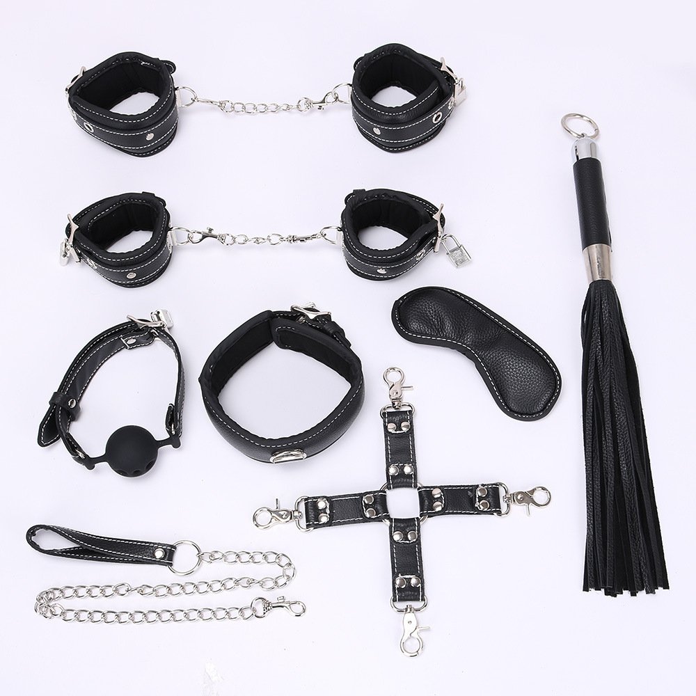 Ball Gag Sexy 7 Piece Set Training Bondage And Discipline Set Plush Leather Handcuffs Product Wholesale