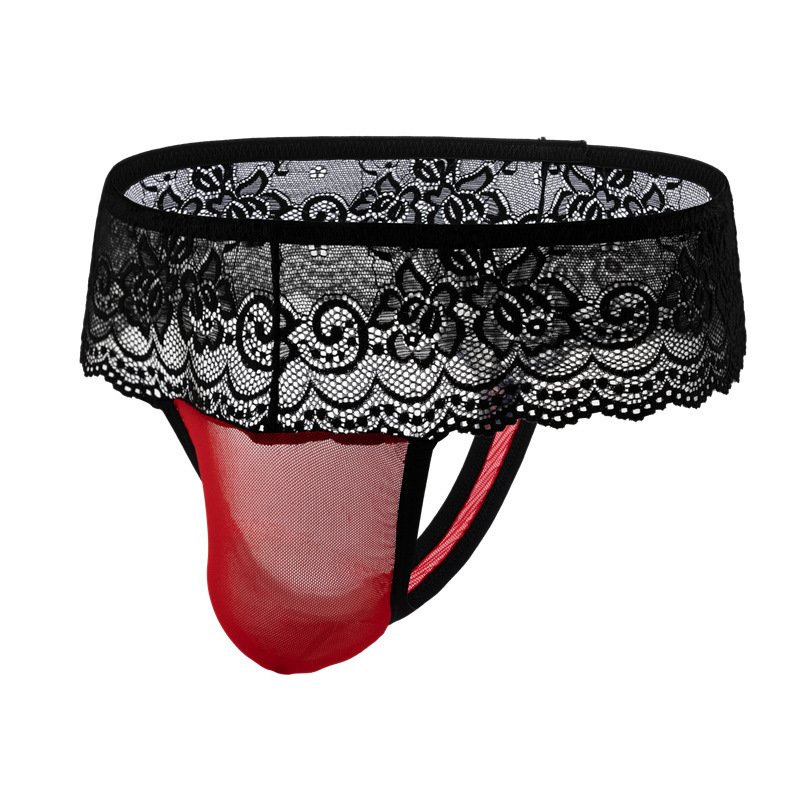 Men's Lace Print Low Waist Panties T-back - Image 3