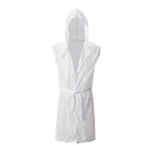 Men's Striped Sleeveless Hooded Bathrobe - Image 6